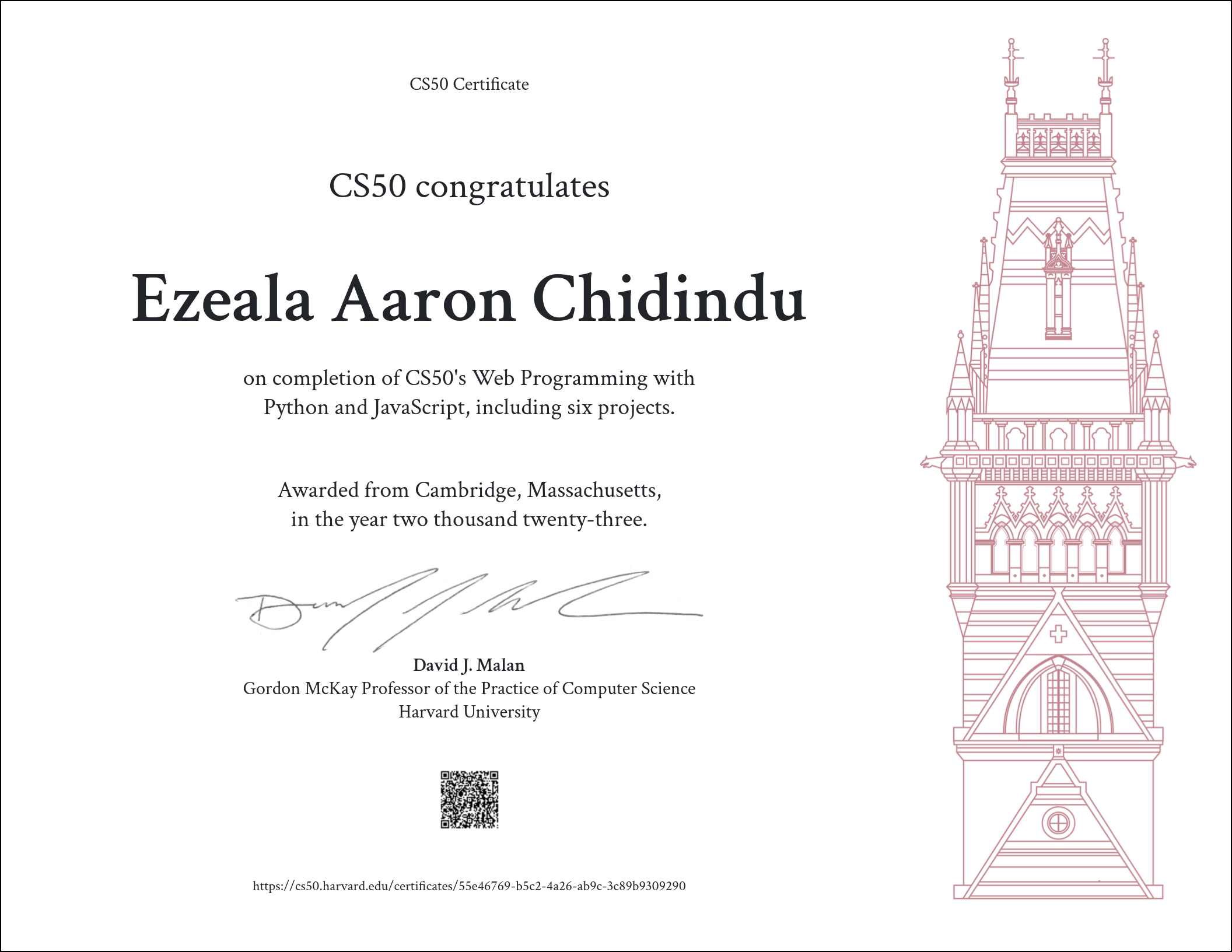 Certificate of Aaron